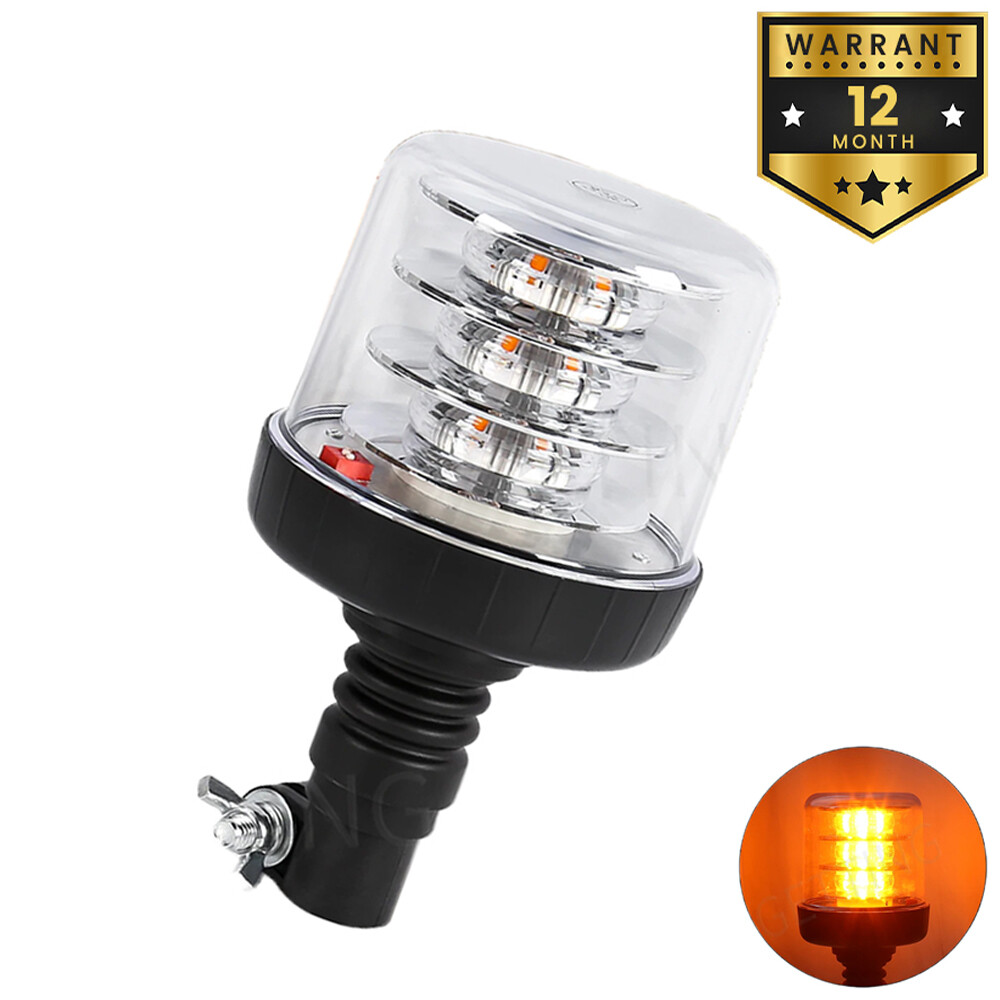 12-24V LED Rotating Flashing Beacon FlexI DIN Pole Mount Tractor Warning Light