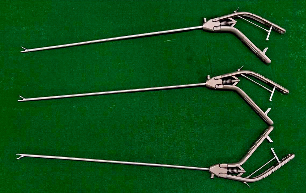 3pc Laparoscopic Needle Holder Straight & Curved Jaw  5mm Reusable Instruments