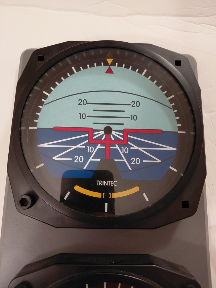 TRINTEC Artificial Horizon Clock & Airspeed Indicator Thermometer Console AS IS