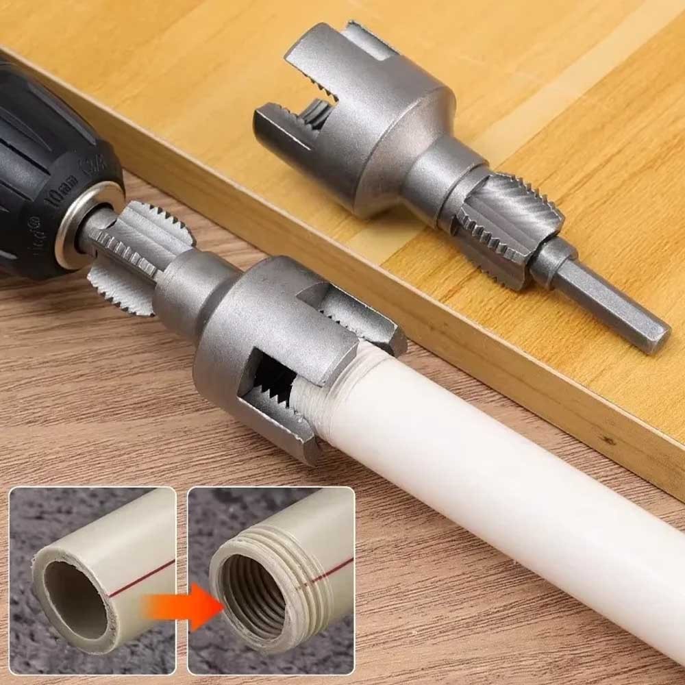 Integrated Internal & External Pipe Threading-Tool PVC Pipe Threader 1/2" 3/4"