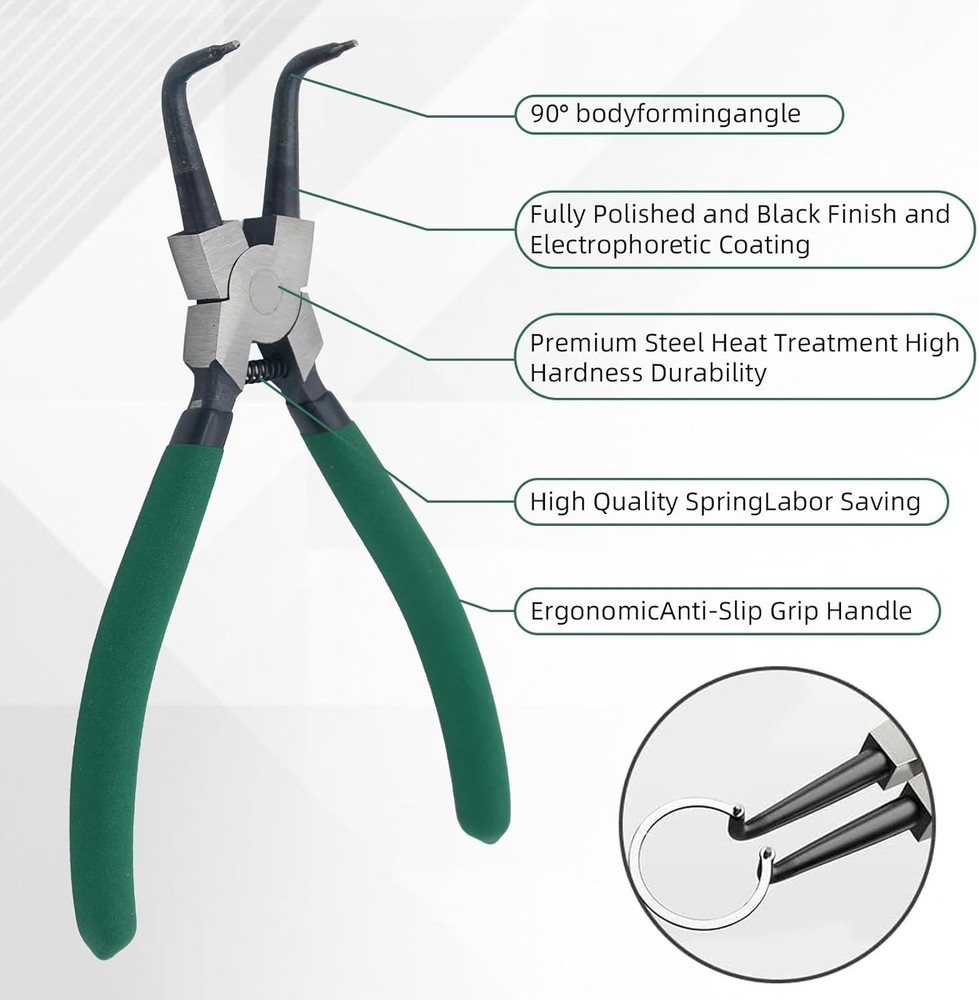 Professional Quality 7" Snap Ring Pliers Set - Heavy Duty & Rust-Resistant