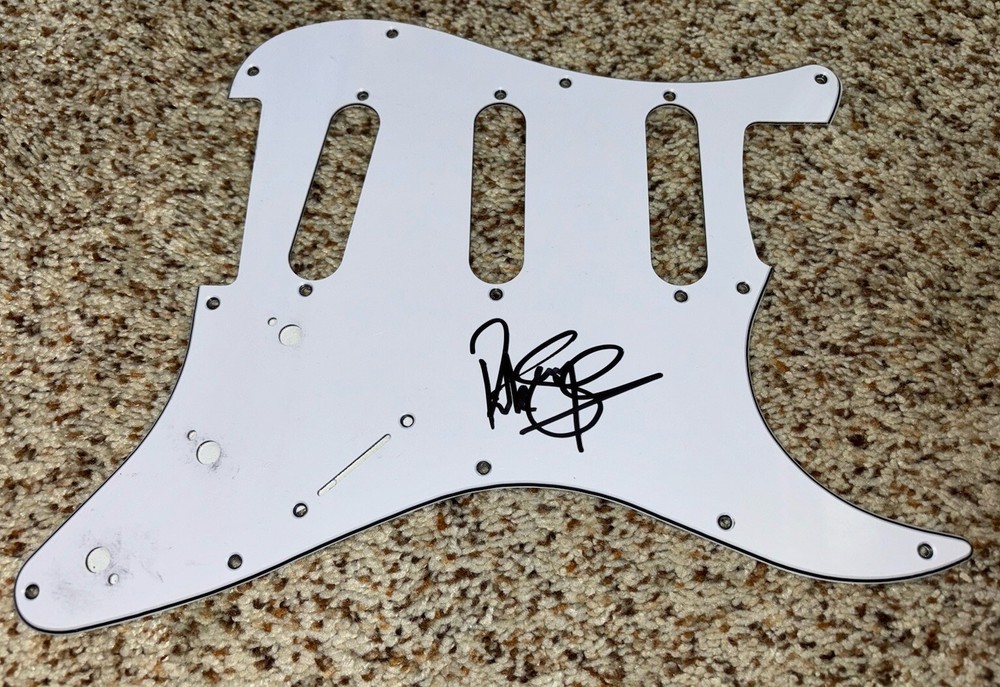 Rick Savage signed Guitar Pickguard Def Leppard