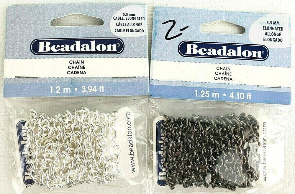 Beadalon Craft Chain-5.5 mm-Silver Plated, Hematite