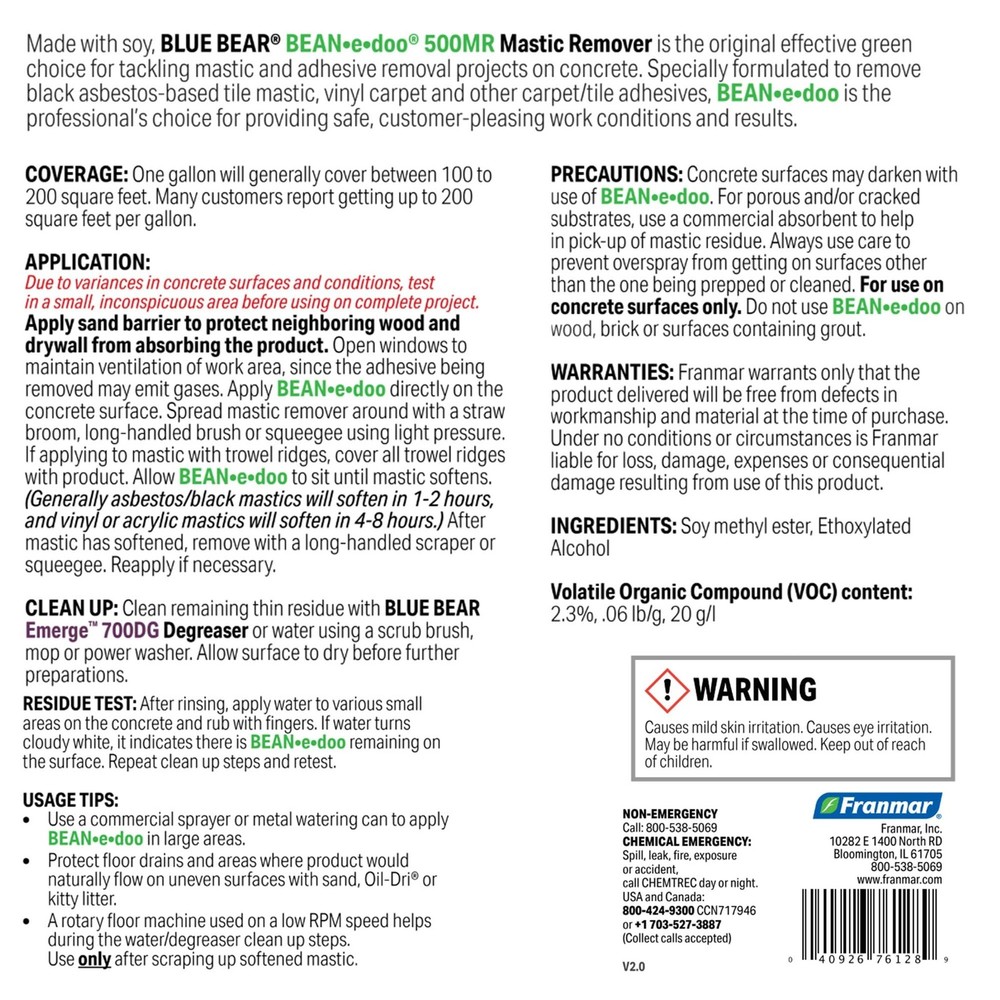 BLUE BEAR® 500MR BEAN•e•doo Mastic Remover – Professional