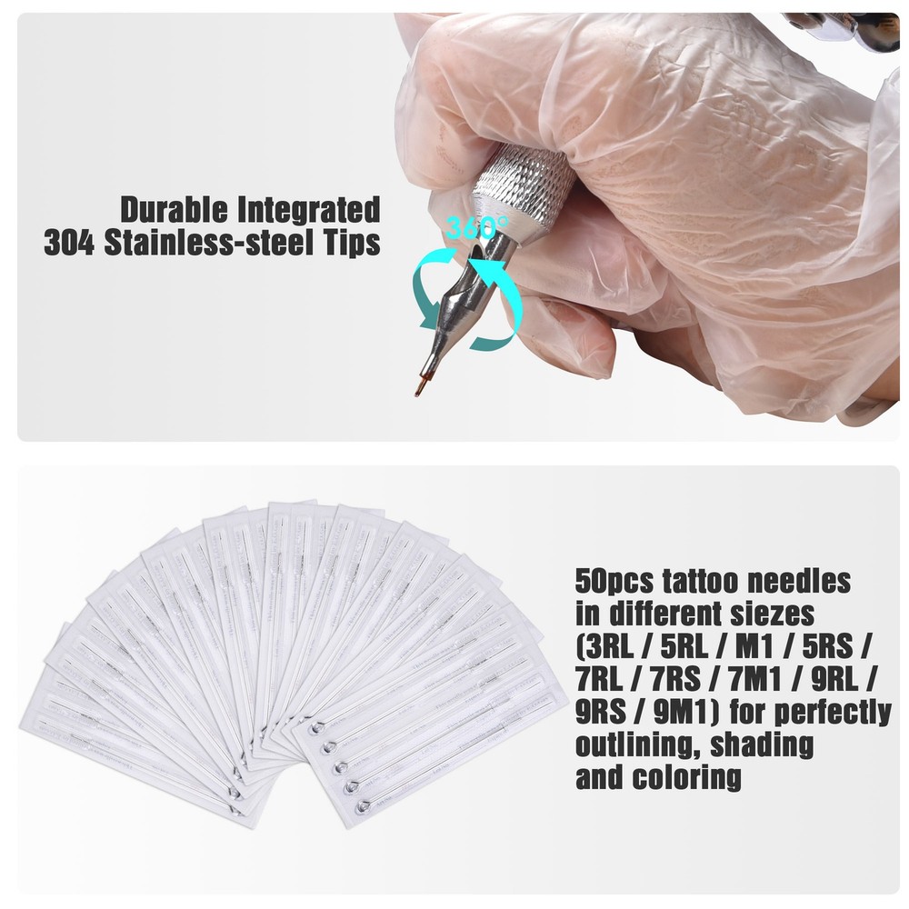Complete Tattoo Starter Kit 4 Machine 40 Ink Power Supply Needle Grip Tip Case