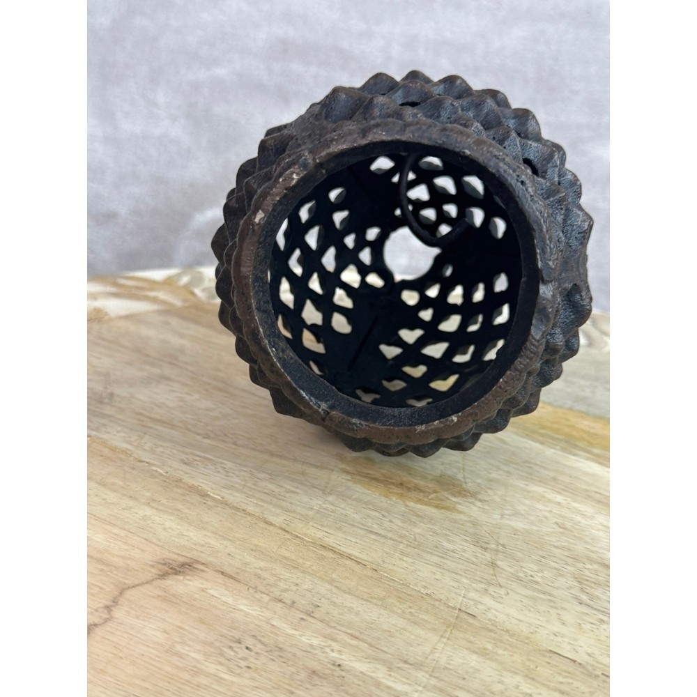 Cast Iron Pinecone Lantern Candle Holder Rustic Farmhouse Decor