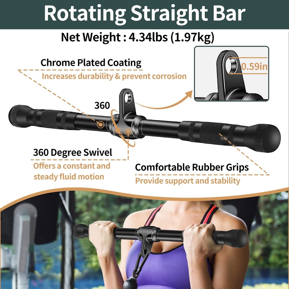 Triceps Pull Down Attachment,Cable Machine Accessories for Home Gym，LAT Pull ...