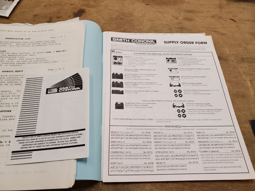 Smith Corona PWP 5450 PWP 5500 Electronic Typewriter Owners Reference Manuals