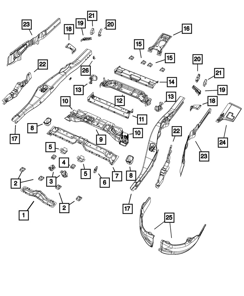 Genuine Mopar Rear Frame Rail Bulkhead Left 68058433AB