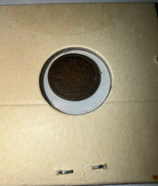 1912 Netherlands 1/2 Cent Bronze Coin nice coin