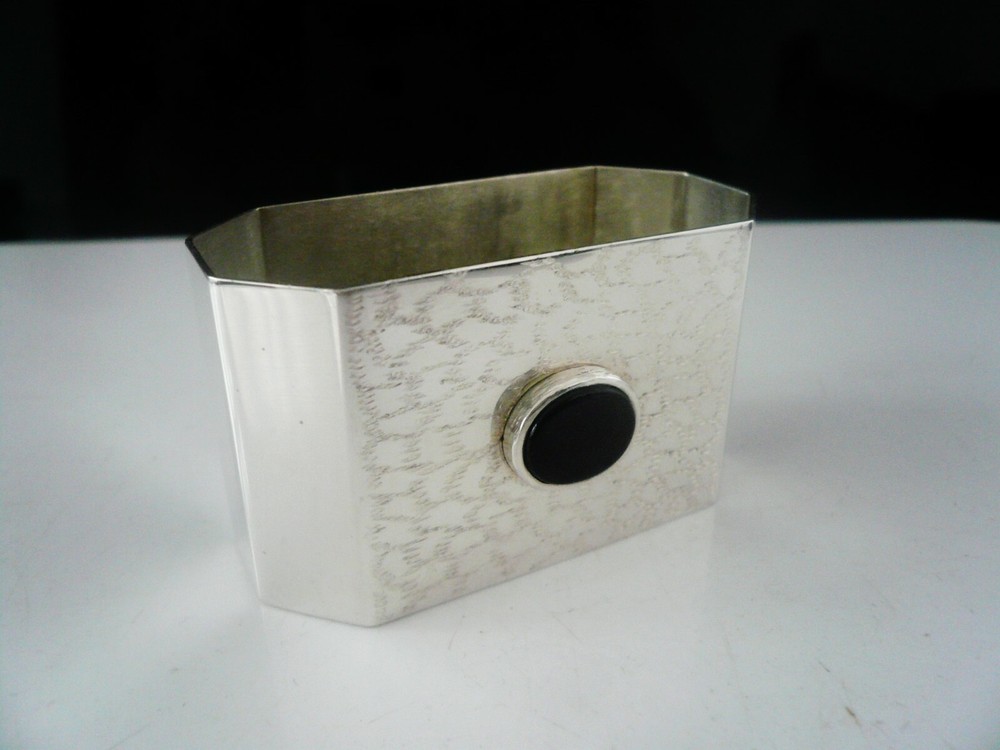 Sterling Silver Napkin Ring with Cabochon, Sheffield 1990