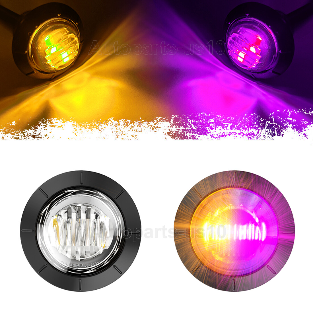 Dual Color LED Marker Lights Round 3/4"Truck Trailer Side Clearance Light Bullet