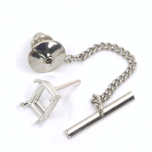 Emerald Shape Tie Tack and Back