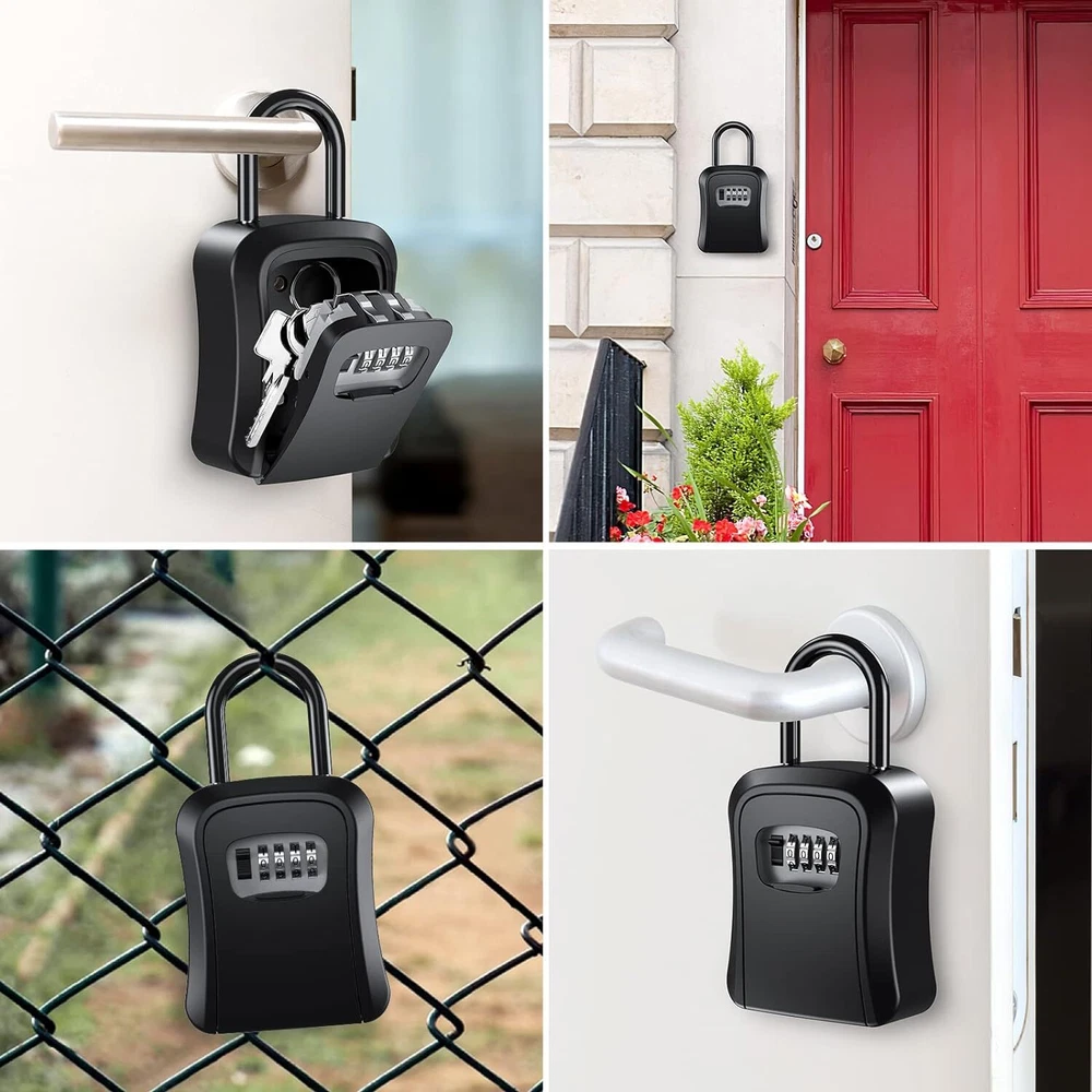 Key Lock Box for Outside-Combination Lockbox for House Key-Portable/Wall Mounted