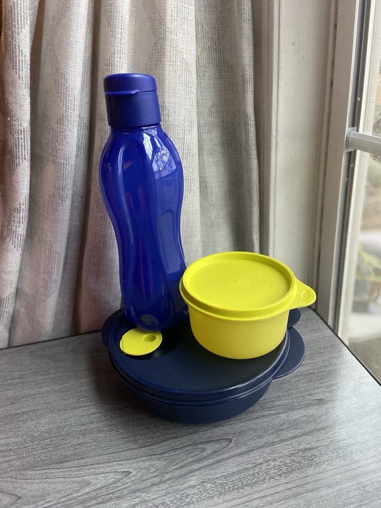 Tupperware Lunch Set 25 oz Bottle Crystal Wave Divided , Sm Container 400ml