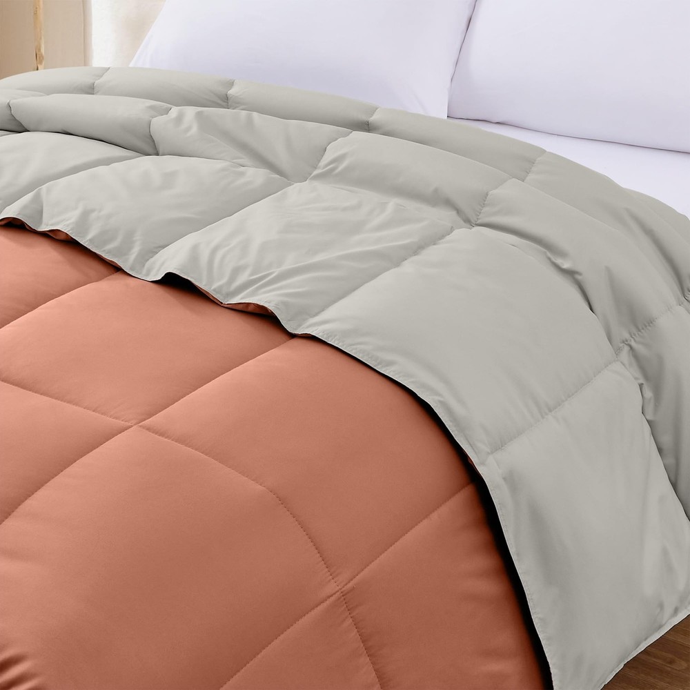 Modern Threads Down Alternative Reversible Comforter Orange Rust/Beige King