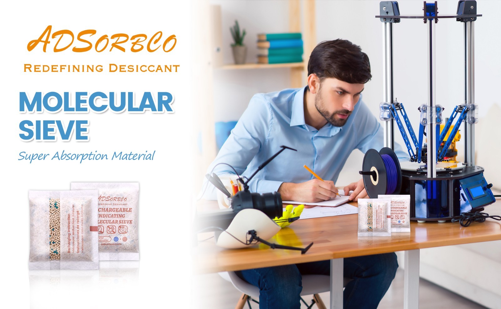 [5 Gram 50 Packages] Adsorbco Rechargeable Molecular Sieve Desiccant Packs