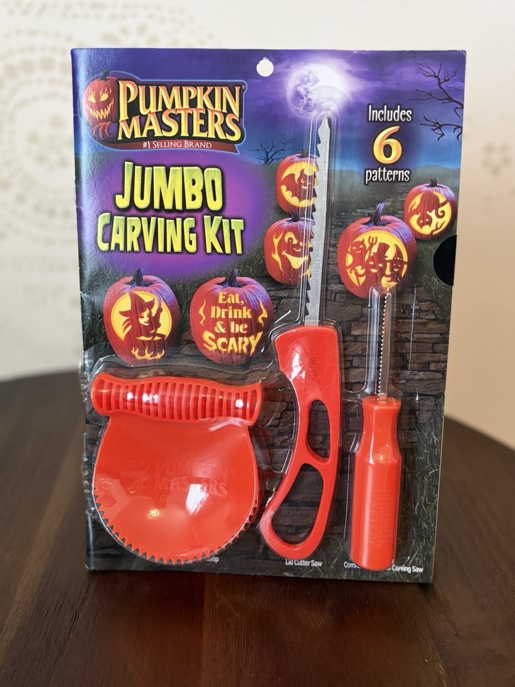 Pumpkin Masters Jumbo Pumpkin Carving Kit – NEW Unopened – 6 Patterns & 3 Tools
