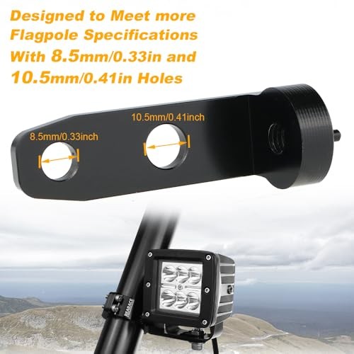 Whip Light Mount, Heavy Duty Aluminium 360° Rotating Adjustable UTV Whip Mount