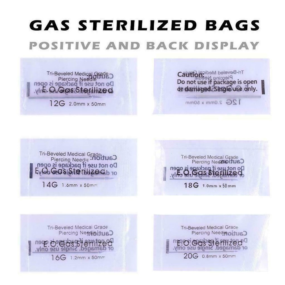 Piercing Body Needles 2Pcs Individually Packaged And Sterilized Sizes 12 - 20