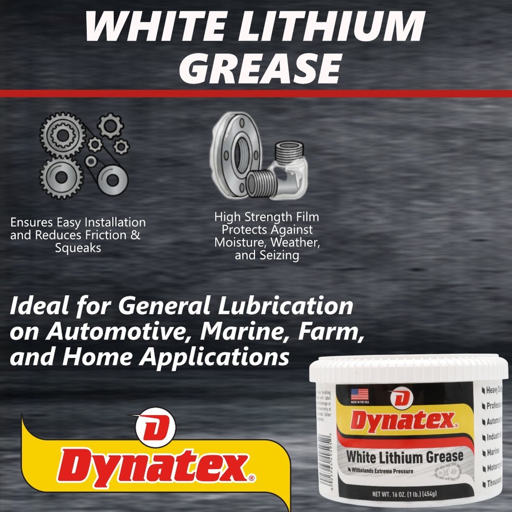 Dynatex White Lithium Grease 16 oz Tub Multi-Purpose (2-Pack)