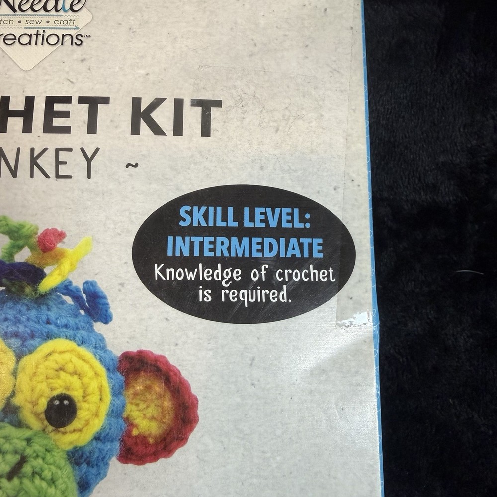 Needle Creations Intermediate Patchwork Monkey Crochet Kit Boho Craft Colorful