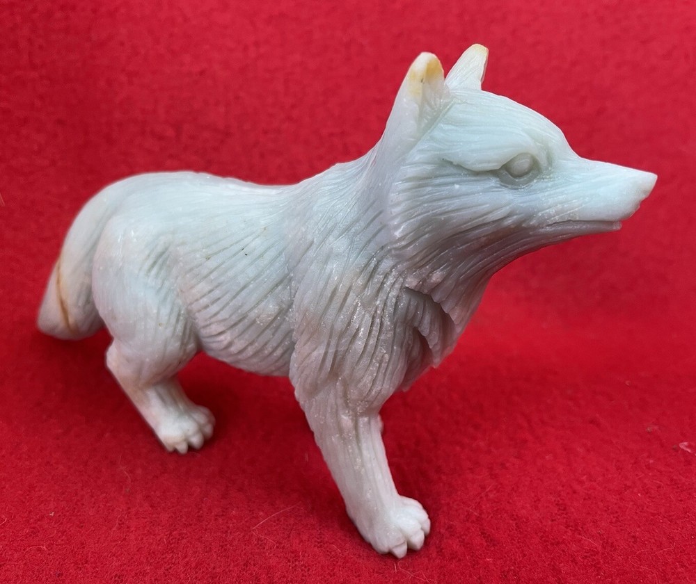 Powerful Amazonite Wolf Shaman Carving For  Strength & Healing