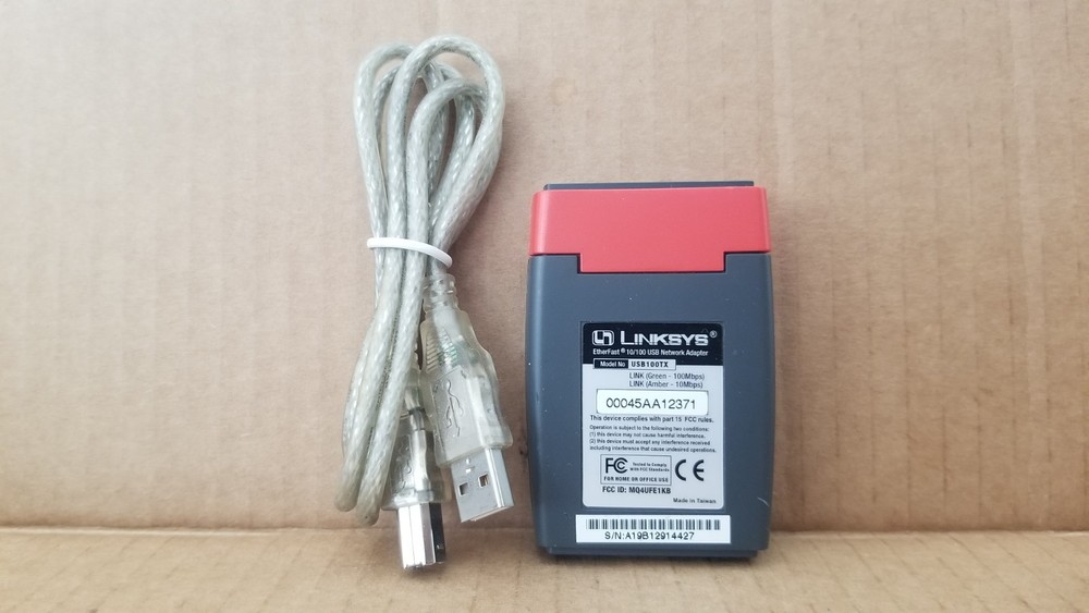 LinkSys EtherFast 10/100 USB100TX USB Network Adapter Working VGC