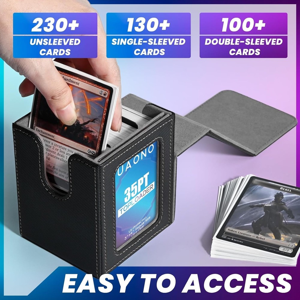 MTG Deck Box, Double Display Window MTG, Commander Deck Box Fits 100+ Single Sle