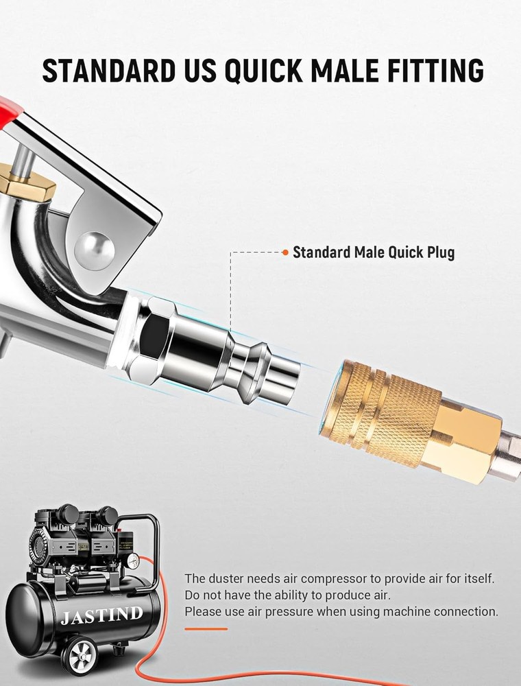 Pneumatic Air Blow Gun 4pc Kit Rubber Tip 1/4"