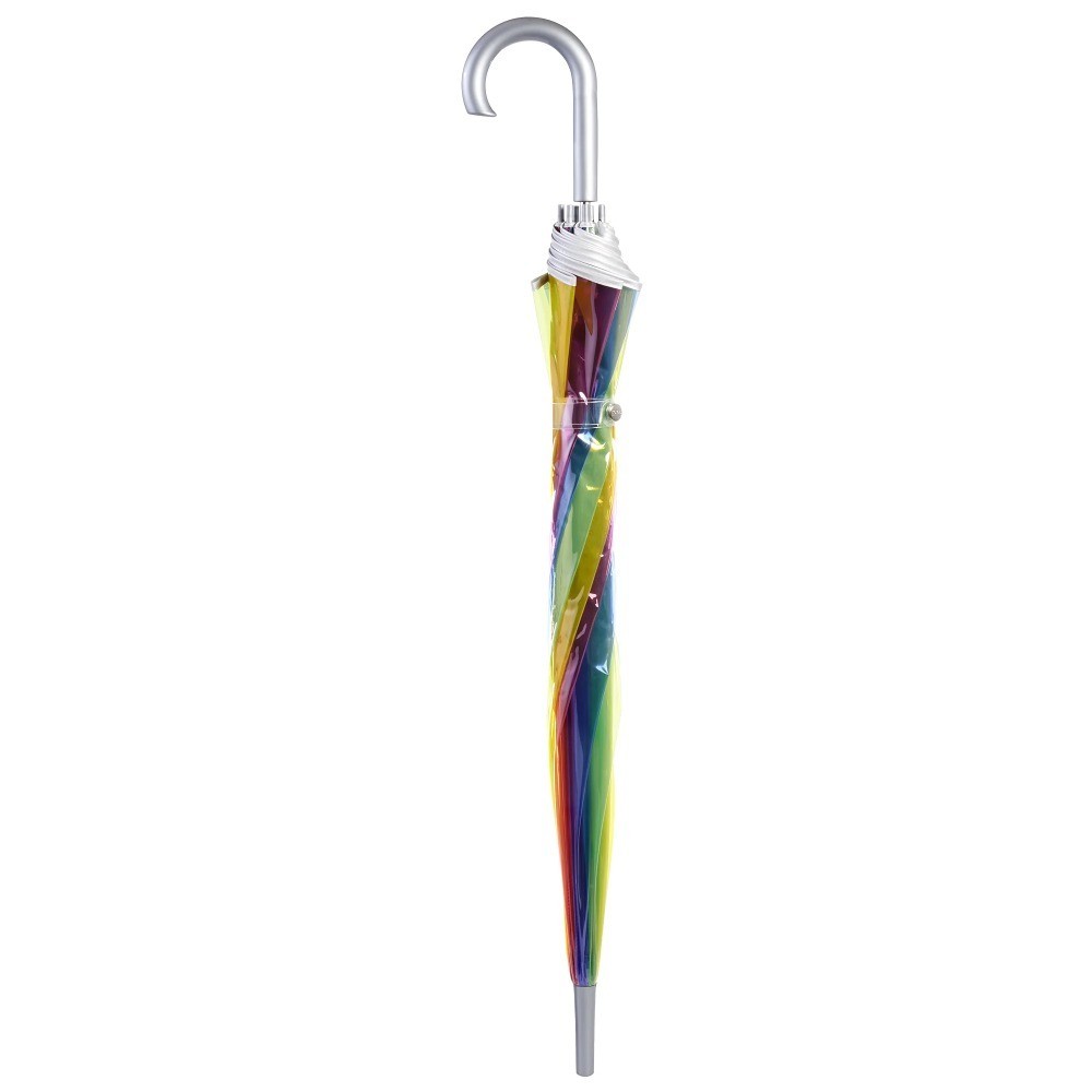 Transparent Rain Umbrella with Bubble Handle and Rainbow Design