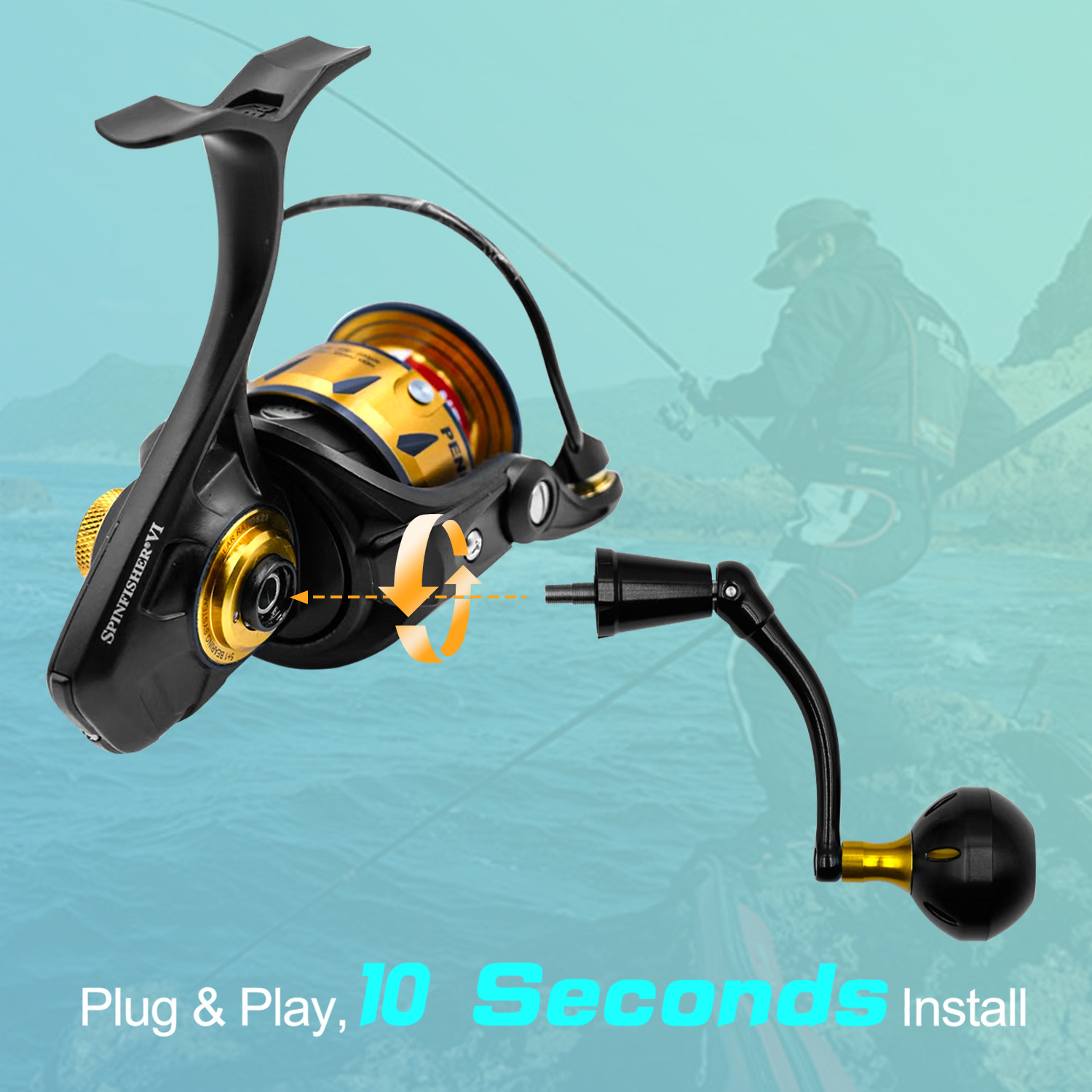 RYABT For Penn Spinfisher VI VII Slammer III IV Long Cast V 66mm Power Handle