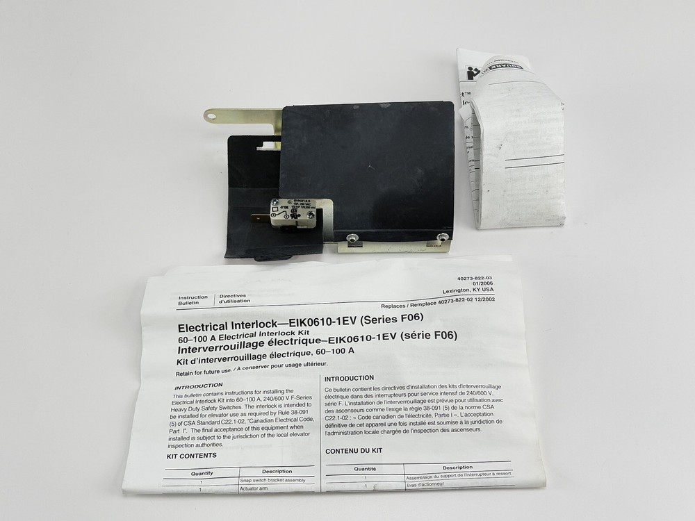 Federal Pioneer EIK0610-1EV Electrical Interlock Kit NEW