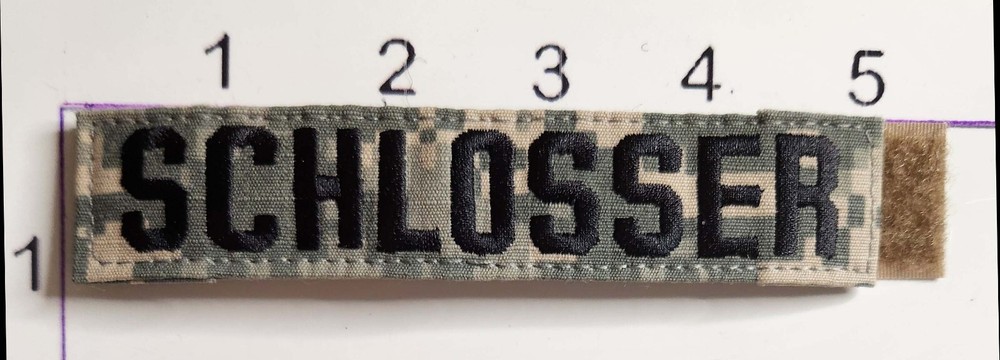 SCHLOSSER Patch U.S. Army Digitial Camouflauge Camo Embroidered Hook Loop Name
