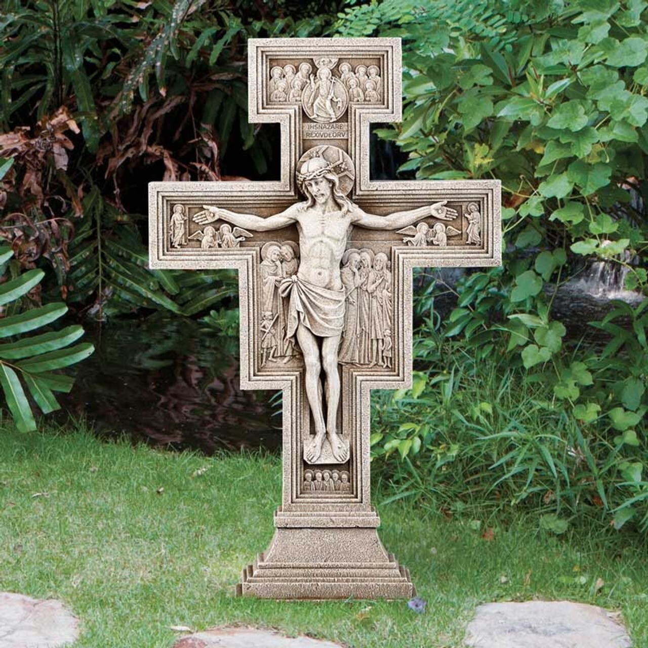 San Damiano Garden Crucifix, 23.5'' Outdoor Statue (USUALLY SHIPS IN 2 DAYS)