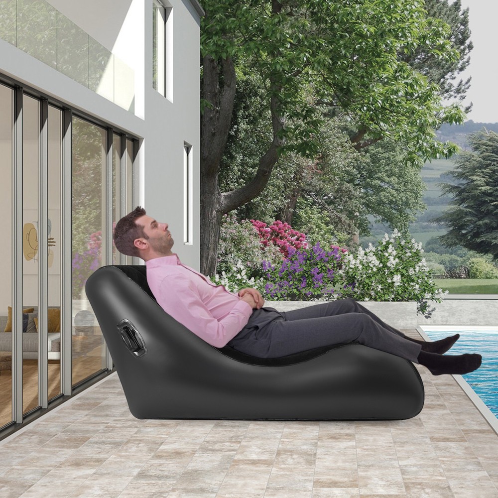 Single Inflatable Sofa Bed w/ Air Pump Pull Out Sofa Chair Max Capacity 441lbs
