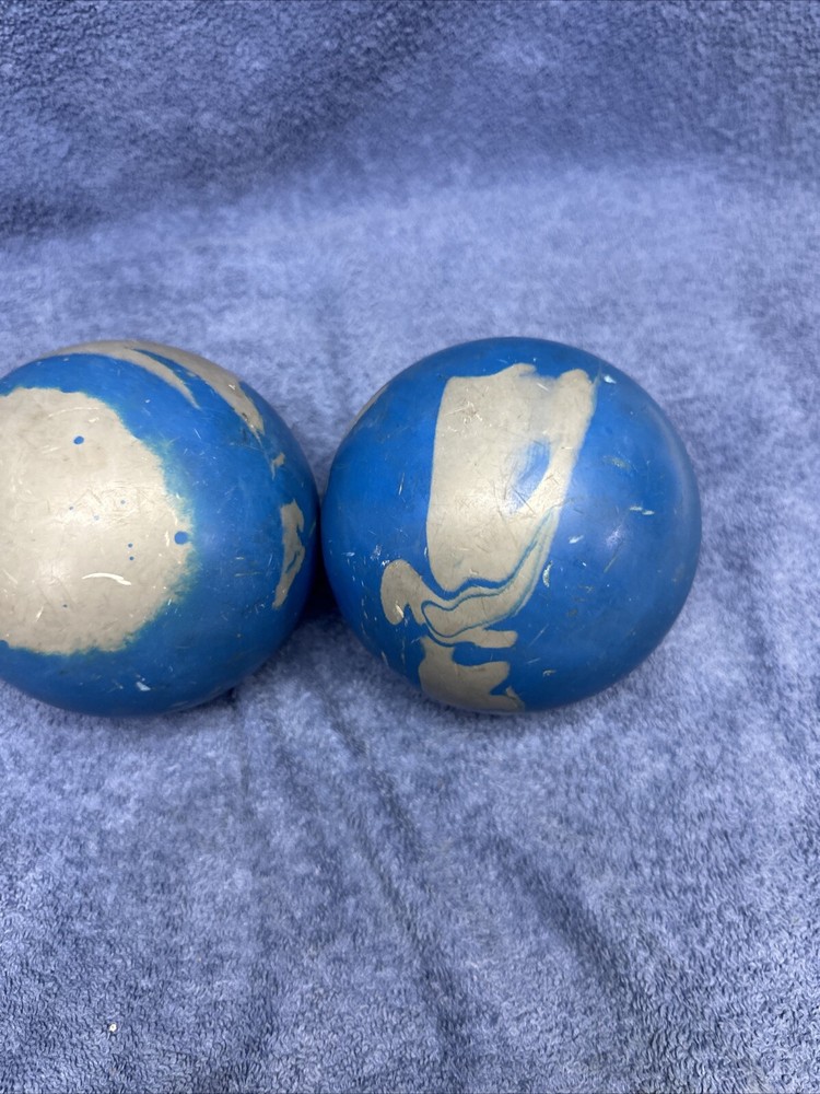 THREE PARAMOUNT DUCKPIN BALLS DUCK PIN BALL BLUE GREY