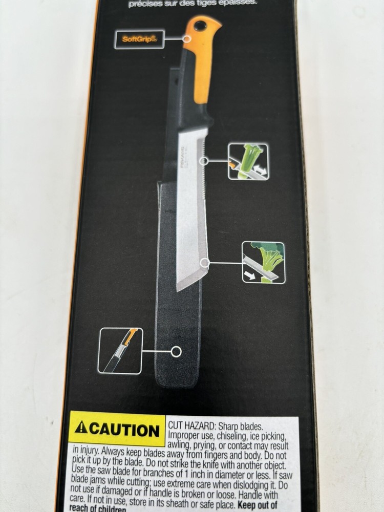 Fiskars Harvesting Knife with Sheath- make clean, precise cuts new