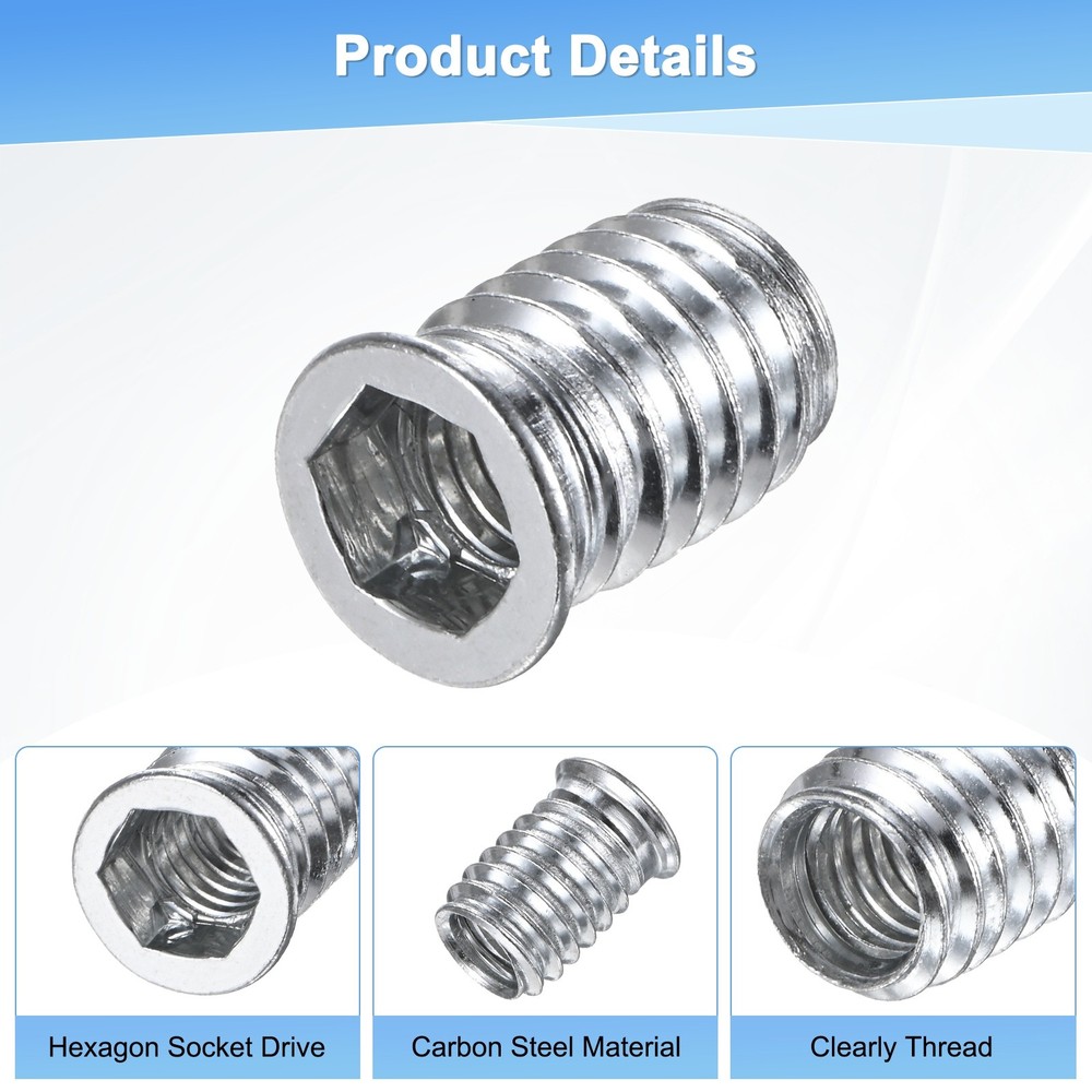 20-Pack Threaded Inserts, 3/8-16x20mm Nuts with A Wrench and Drill Bit [Silver]