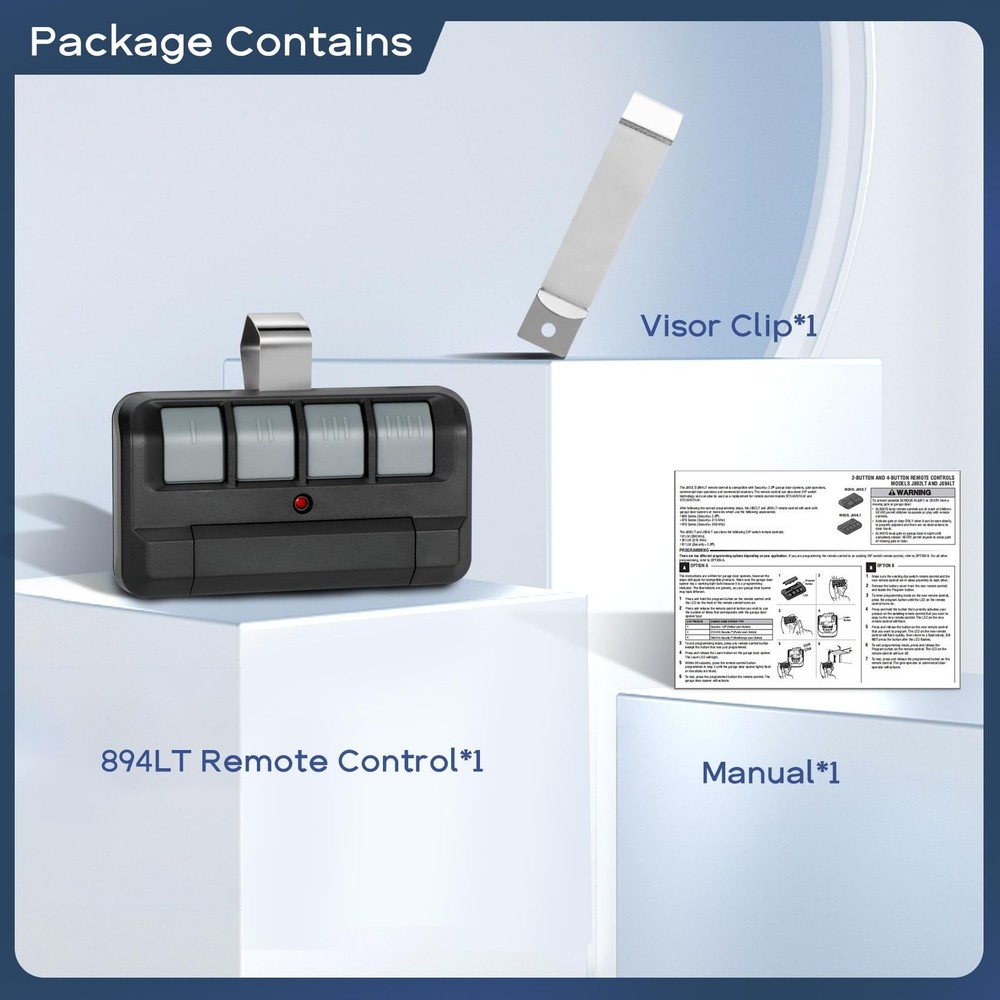 894LT 4-Button Remote Control for Garage Door Opener, 4 Button 894LT Learning...