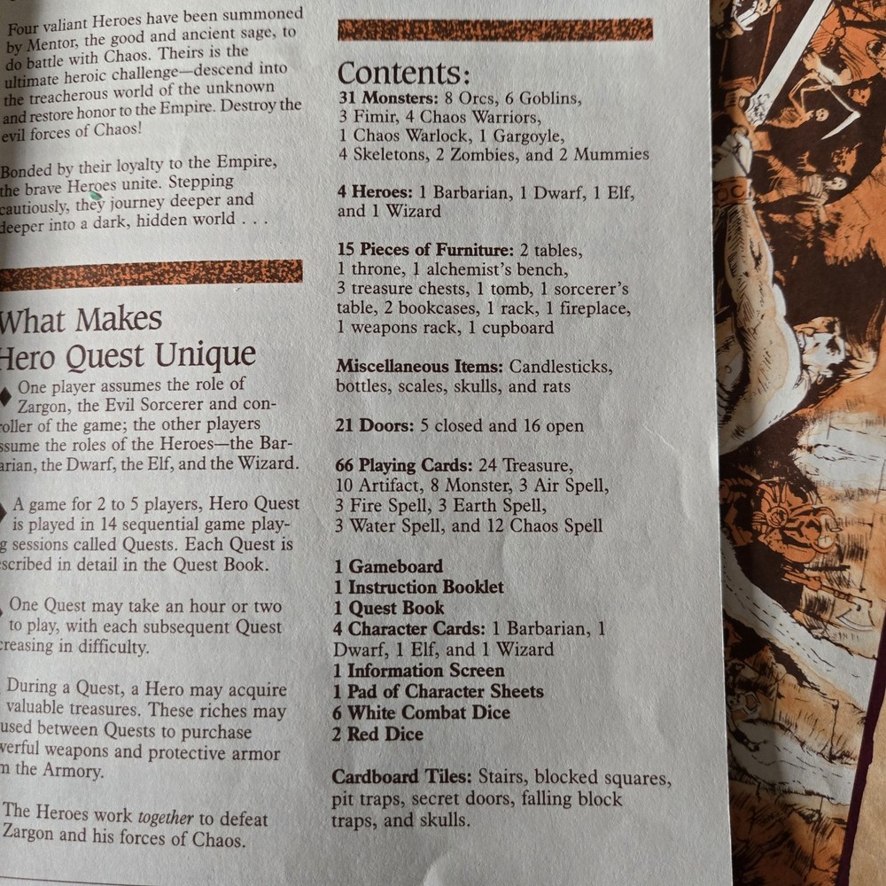 HeroQuest MB Board Game System + Witch Lord Quest Pack both 100% Complete 1990