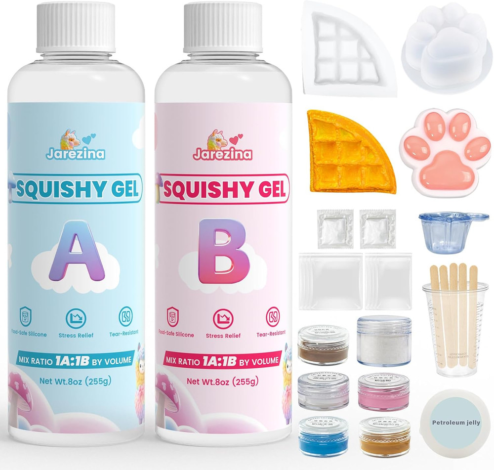 12 Pcs Taba Squishy Kit,Liquid Silicone for Squishy Maker with Guided,Waffles &