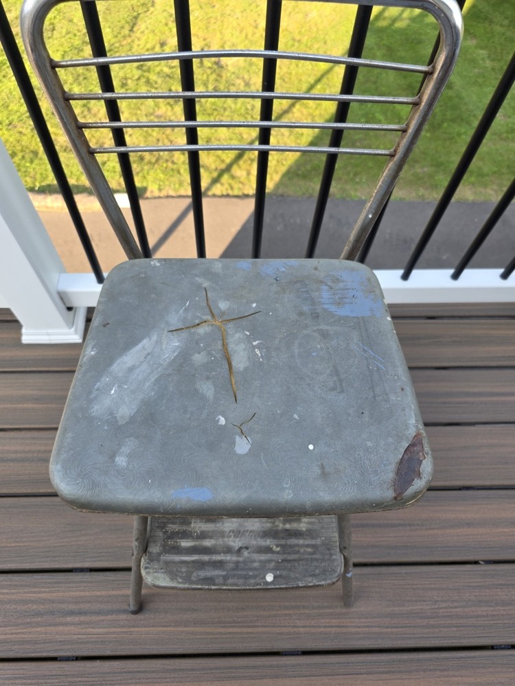 Vintage Cosco Step Stool Chair Leather And Chrome