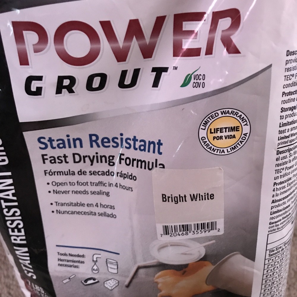 TEC Power Grout 550 - 7 lbs Stain Resistant & Fast Drying Formula (BRIGHT WHITE)