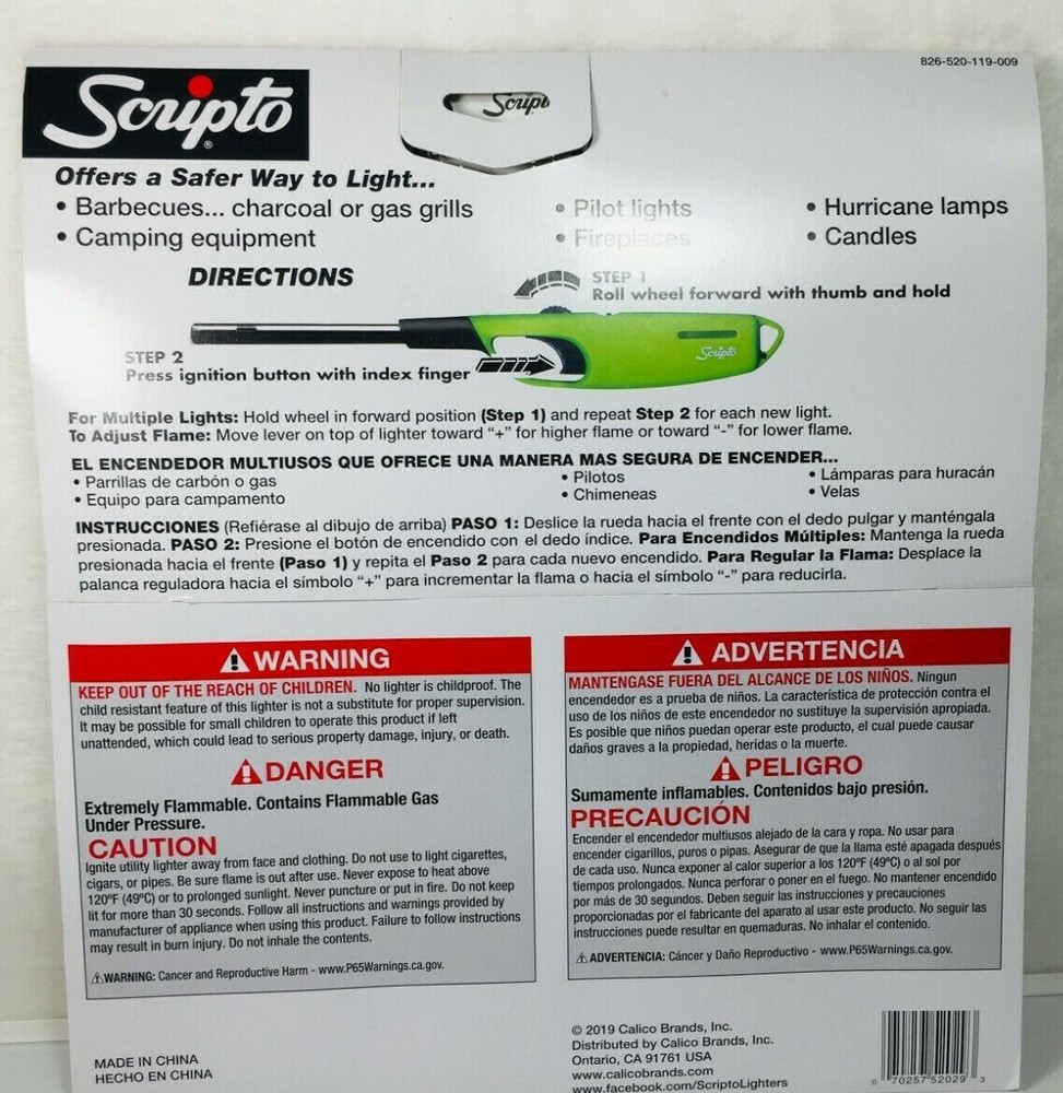 Scripto Aim 'N Flame Multi-Purpose Lighters, Pack of 4 Flame Lighter ,F SHIPPING