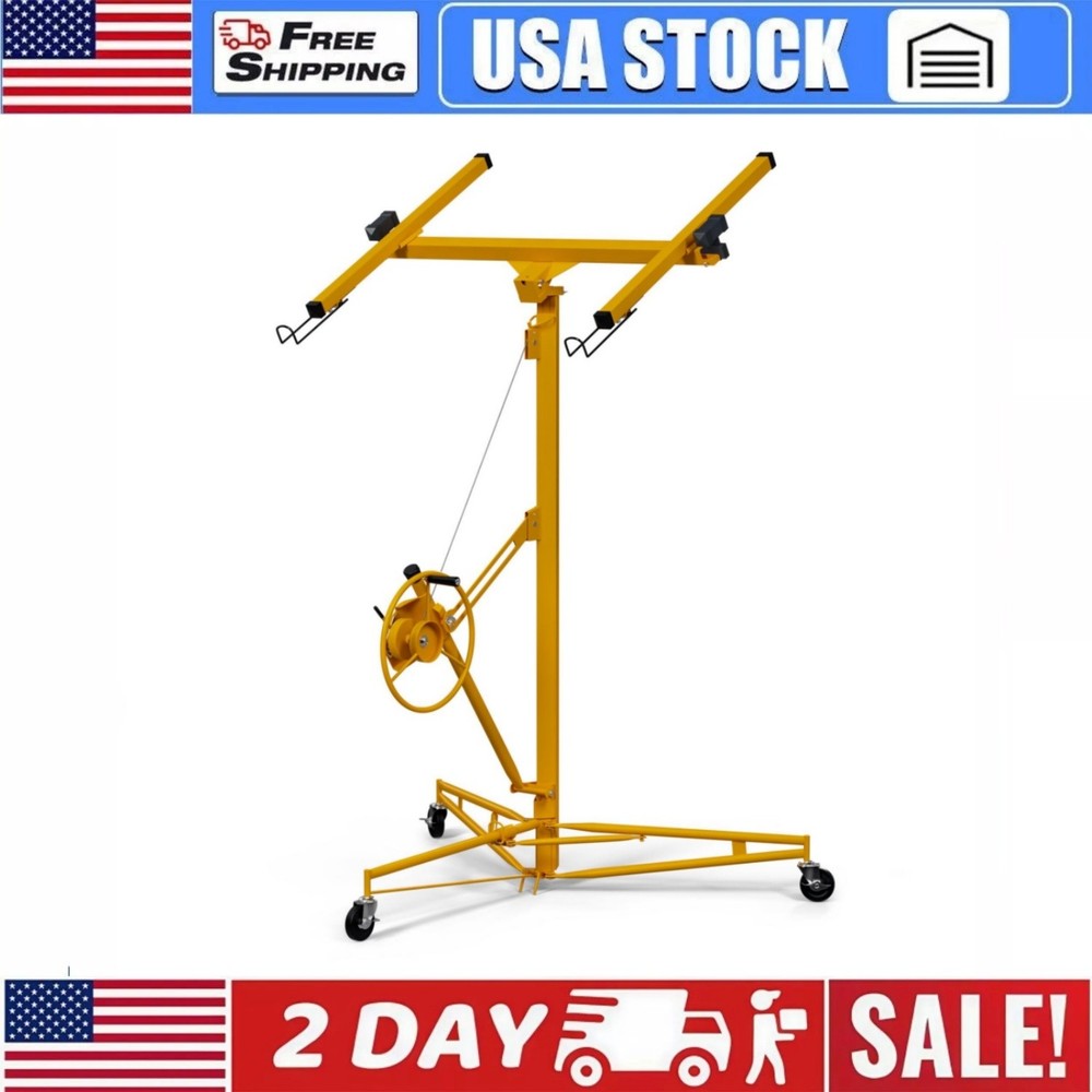 11 ft Drywall Lift Drywall Rolling Lifter Panel 360° Adjustable Telescopic Arm
