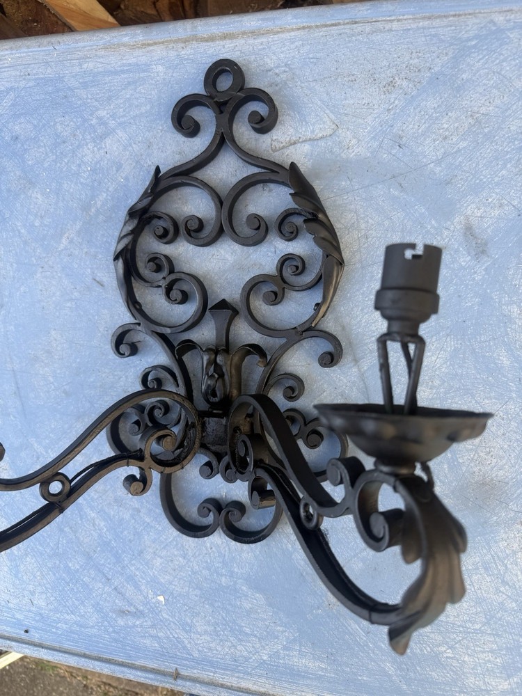 Vintage Wrought Iron Wall Light Sconce