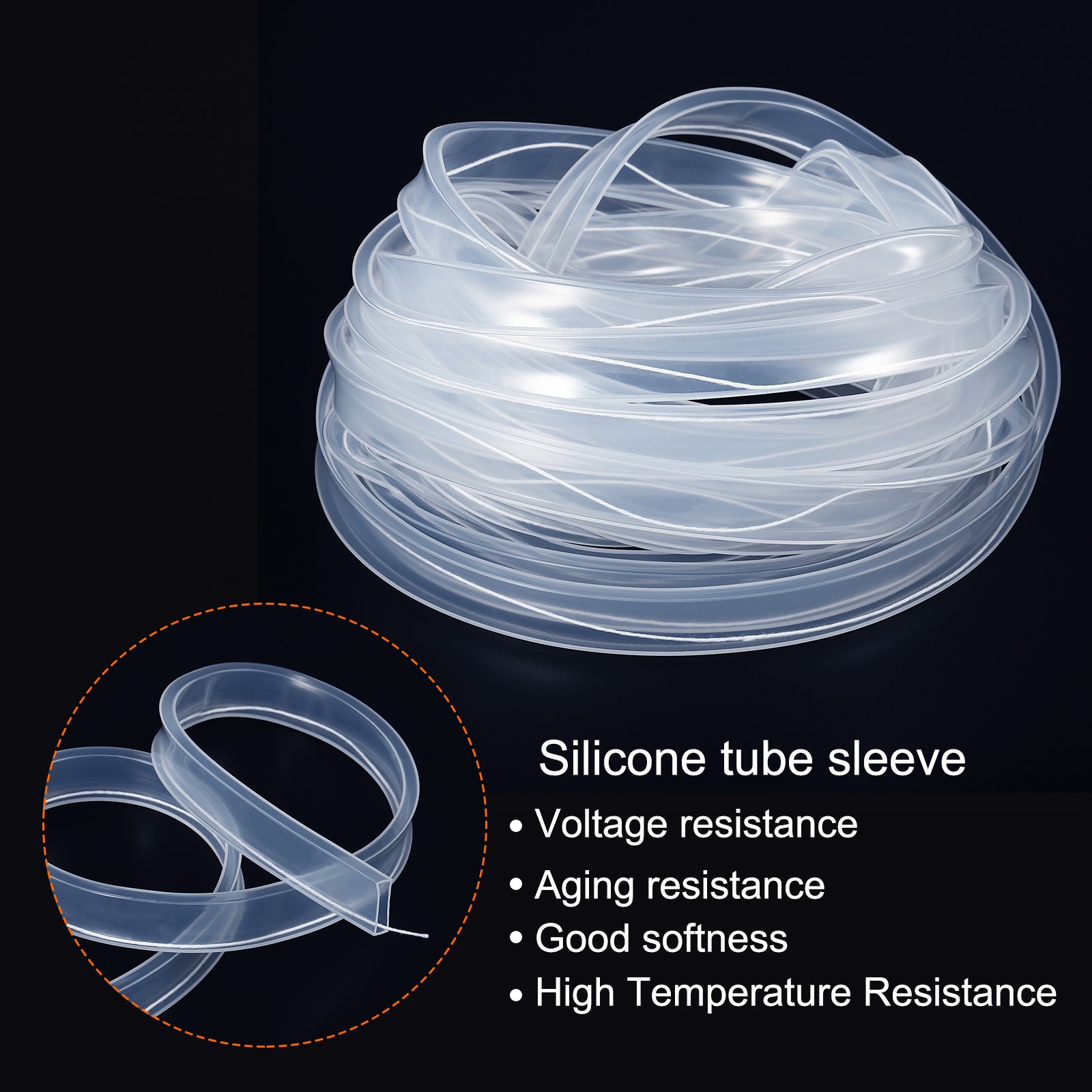 16.4ft Silicone Tube Sleeve Flat Flexible IP67 Waterproof Protection Cover Fit