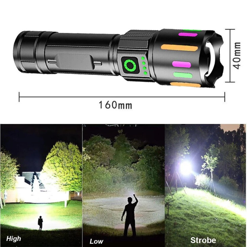 350000000 Lumen Super Bright LED Tactical Flashlight Rechargeable Work Light%#