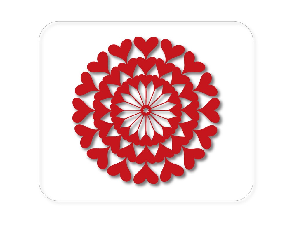 CUSTOM Mouse Pad 1/4 - Red Hearts Mandala